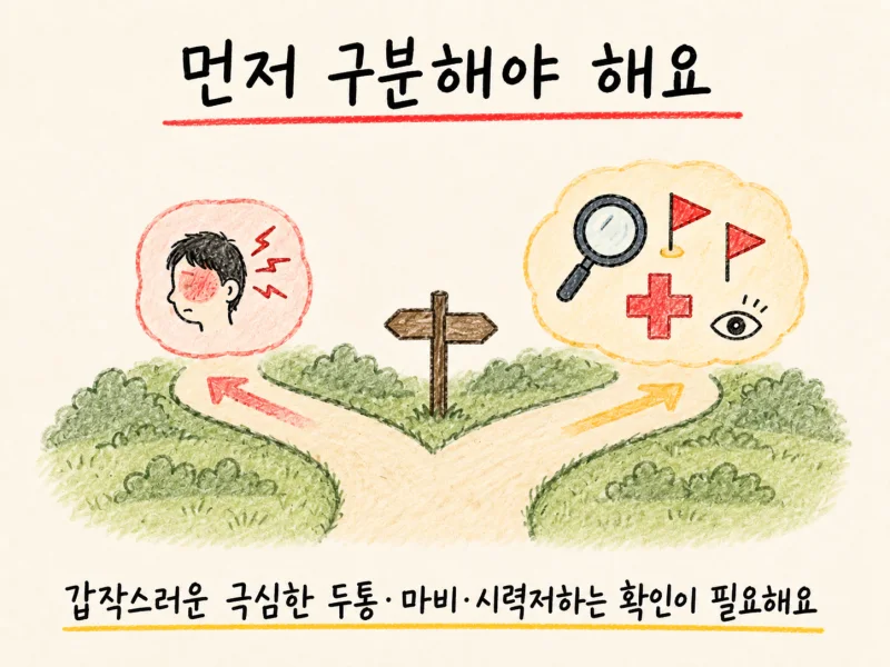 군발두통에서 자주 보는 변증 4가지